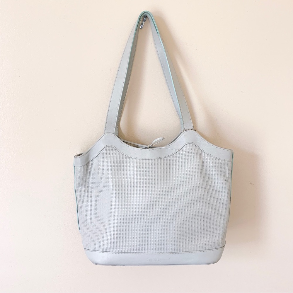 I Santi Blue Woven Leather Hand Tote